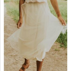 La Mer Tulle Midi/Maxi Skirt, Cream multi-layer